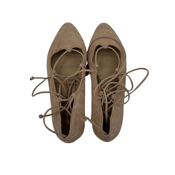 Michael Kors Tan Suede Pointed Toe Ankle Lace Up Espadrille Flats Size 36 - Picture 3 of 8